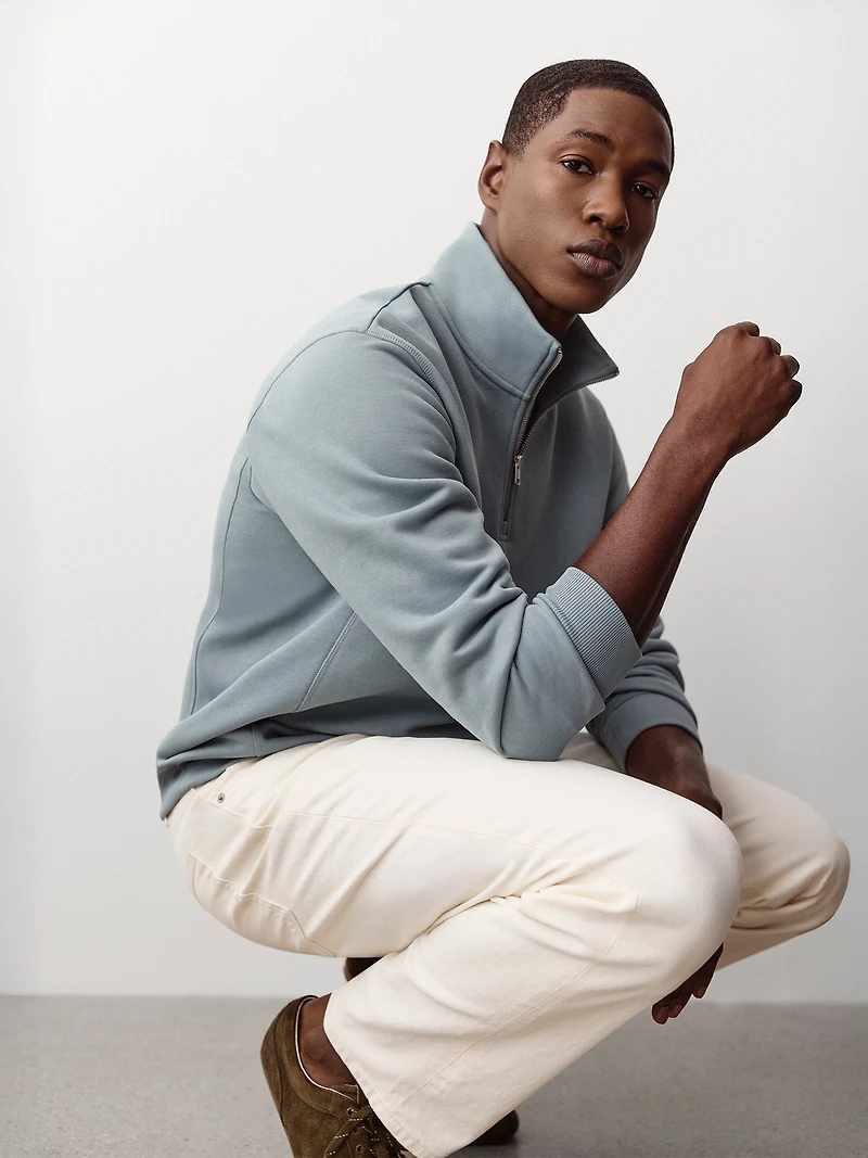 Pull à Col Montant Zippé et Manches Longues