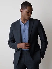 Veston de Complet Carreauté Marine à Coupe Étroite