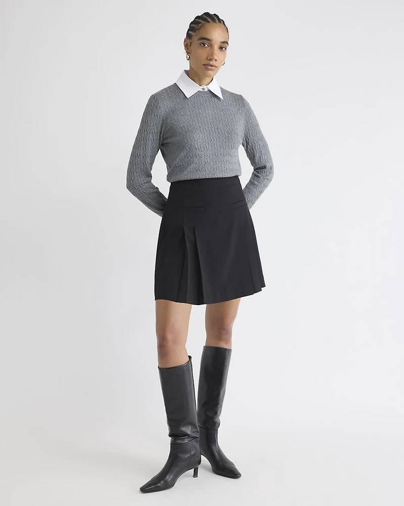 Ultra High-Rise Pleated Twill Mini Skirt