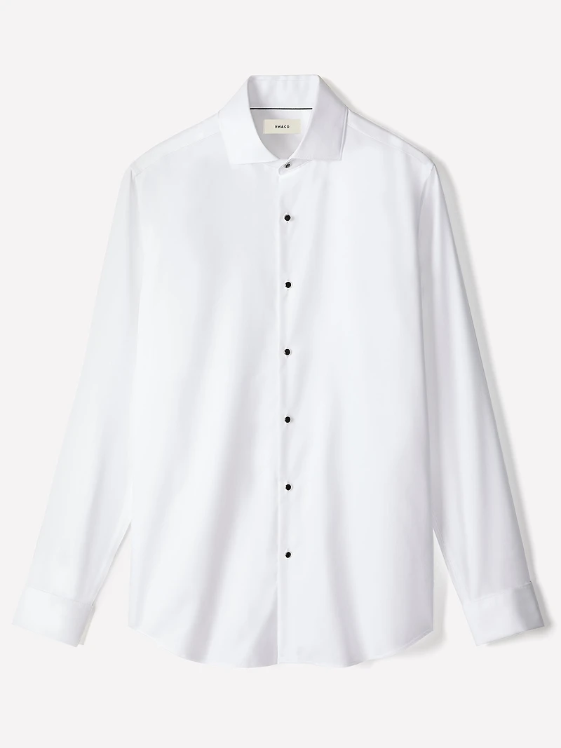 White Tailored Fit Tuxedo Shirt with French Cuffs
