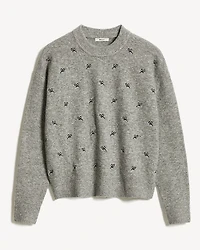 Long-Sleeve Crew-Neck Sweater with Embroidered Pattern