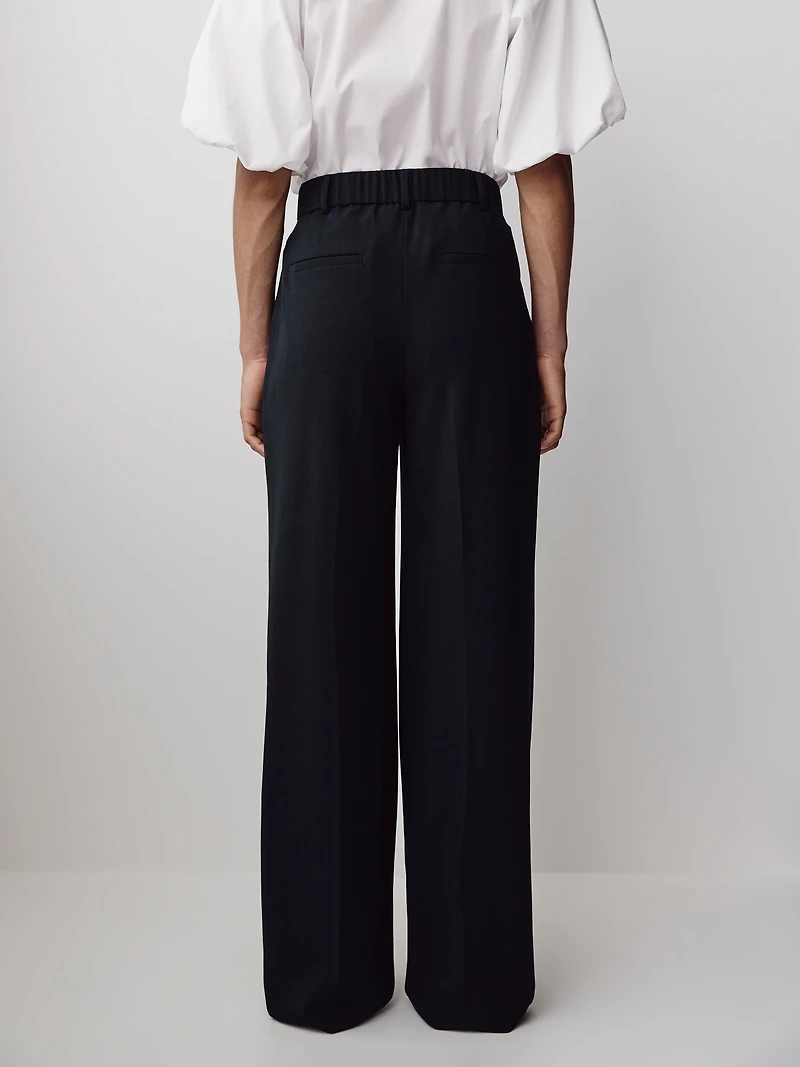 Pantalon à Taille Haute et Jambe Large