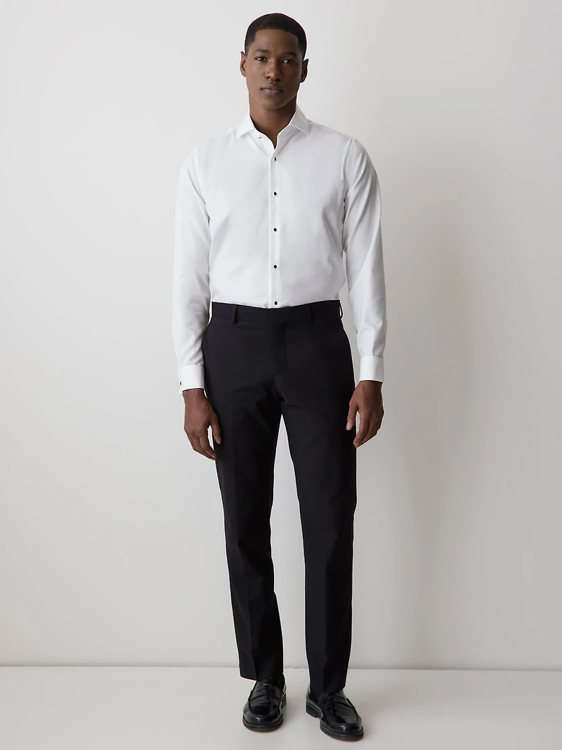 White Tailored-Fit Tuxedo Shirt with French Cuffs