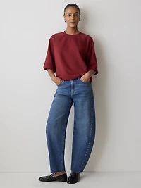 Haut en French Terry à Manches Courtes Raglan et Col Rond