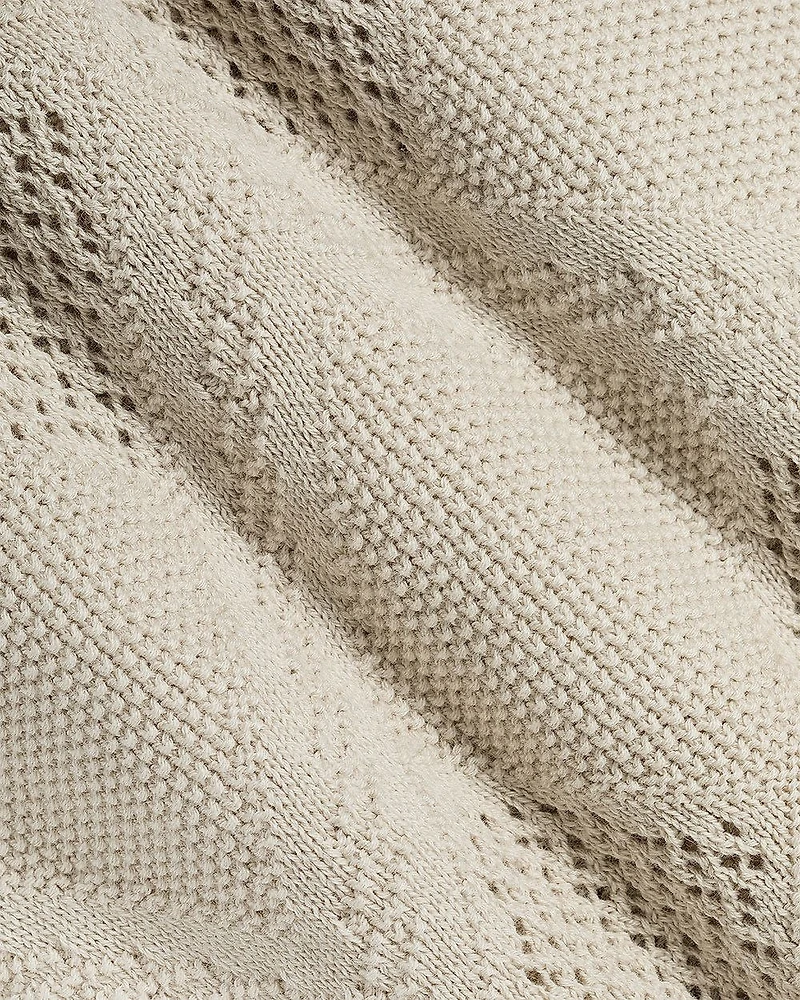 Short-Sleeve Buttoned-Down Argyle Sweater with Camp Collar