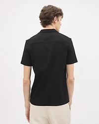 Chemise en Tricot à Coupe Étroite Manches Courtes et Col Camp