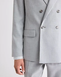 Tailored-Fit Double-Breasted Striped Suit Blazer