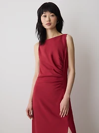 Robe Cocktail Maxi Sans Manches à Col Bateau