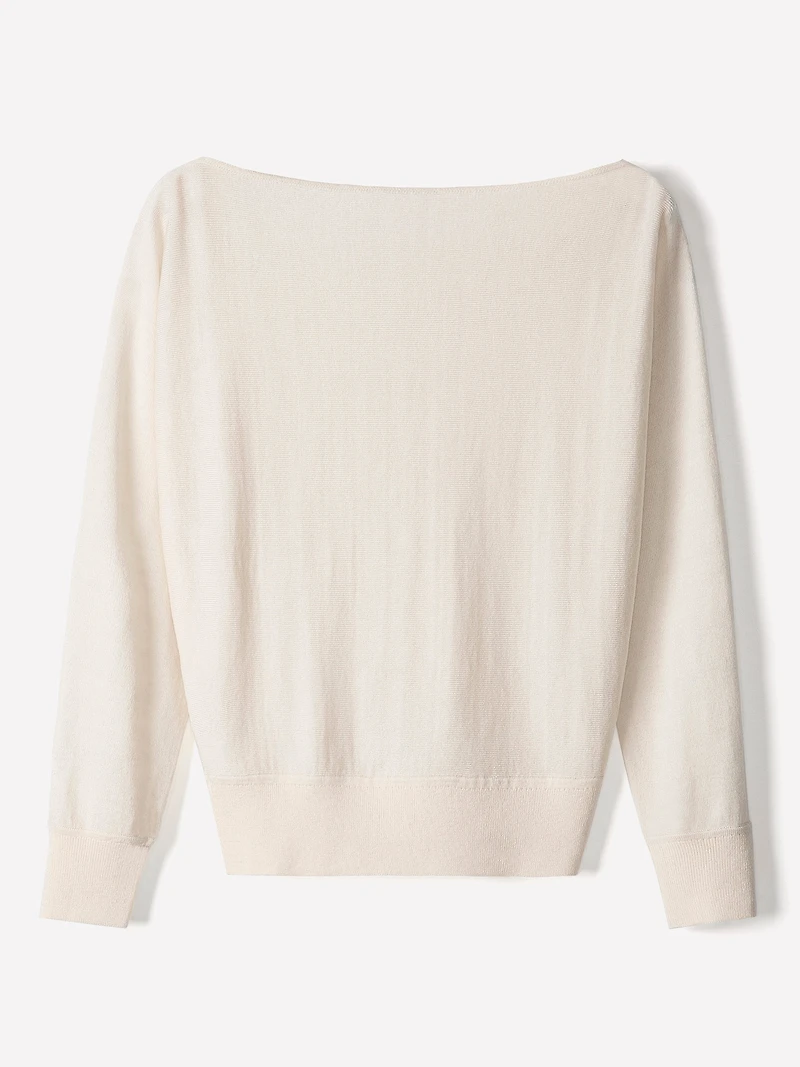 Long-Sleeve Off-the-Shoulder Merino-Wool Sweater