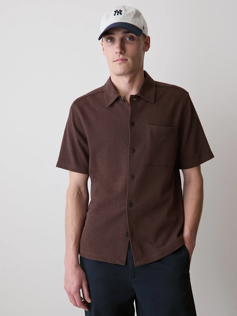 Slim-Fit Short-Sleeve Piqué-Knit Shirt