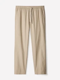 Linen-Blend Pants with Elastic Waistband and Drawstring