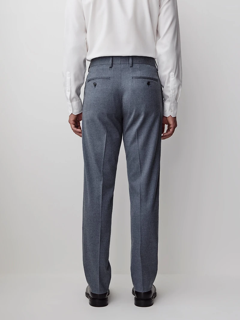 Pantalon en Sergé Brossé Bleu à Coupe Ajustée