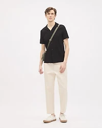 Slim-Fit Short-Sleeve Knit Shirt with Camp Collar