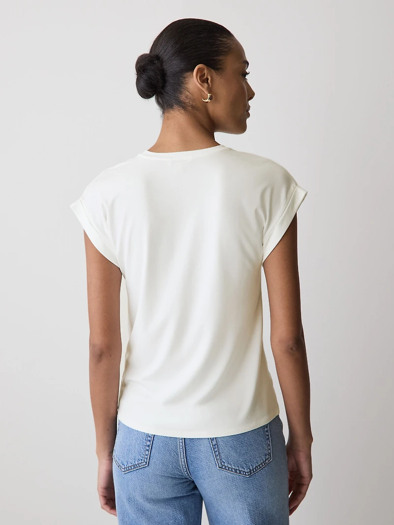 T-Shirt à Col Rond et Manches Très Courtes