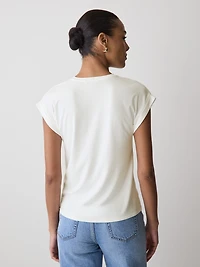 T-Shirt à Col Rond et Manches Très Courtes