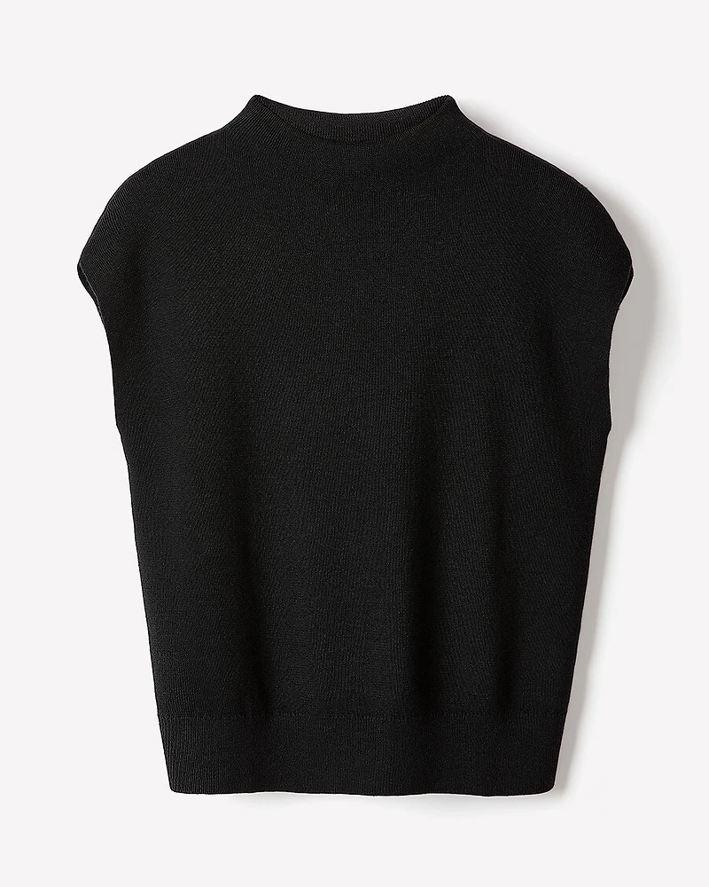 Extended-Sleeve Funnel-Neck Sweater