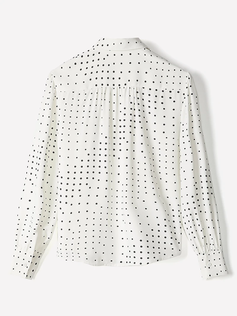 Blouse Boutonnée en Crêpe Soyeux à Manches Longues