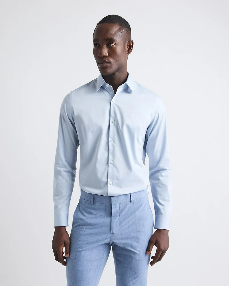 Slim Fit Denim-Like Dress Shirt