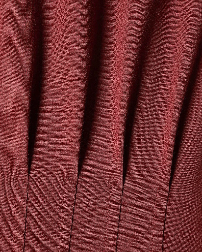 Extended-Sleeve Crew-Neck Midi Dress with Pintucks