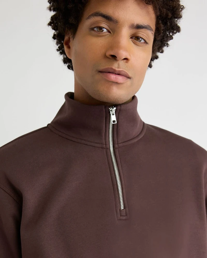 Long-Sleeve Half-Zip Mock-Neck Sweater