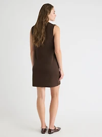 Sleeveless Crew-Neck Mini Sweater Dress