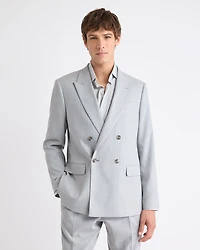 Tailored-Fit Double-Breasted Striped Suit Blazer