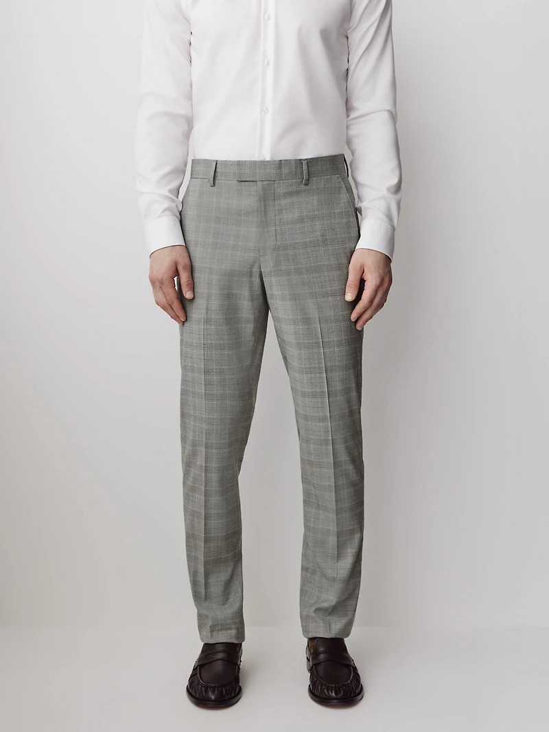 Slim-Fit Checkered Grey Suit Pant