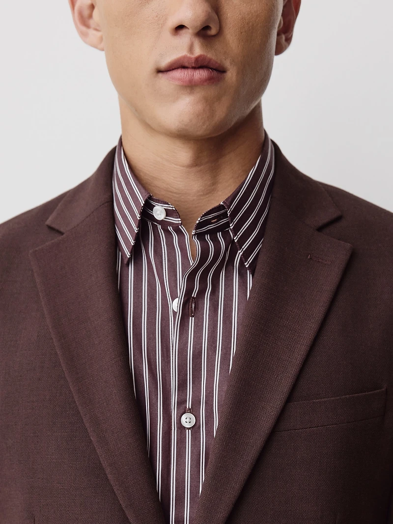 Slim-Fit Burgundy Suit Blazer
