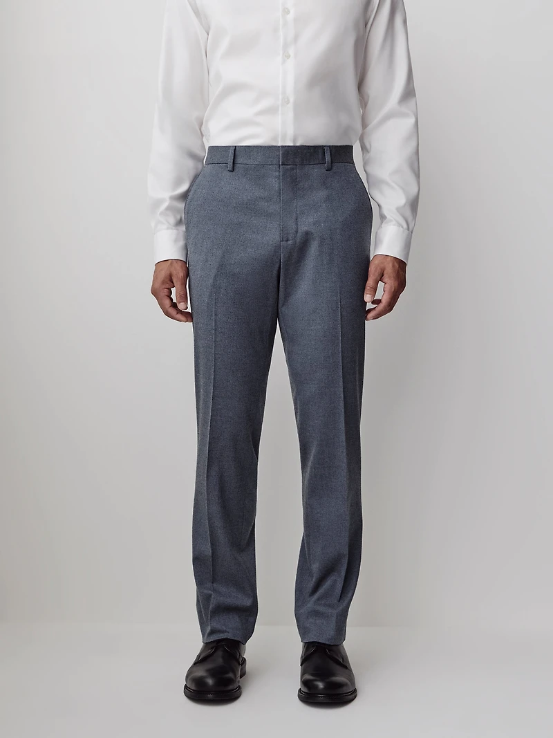 Pantalon en Sergé Brossé Bleu à Coupe Ajustée