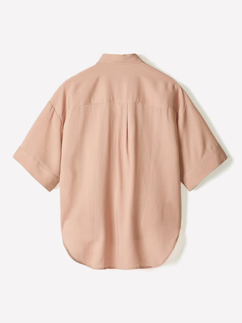 Blouse à Manches Courtes et Col Chemisier