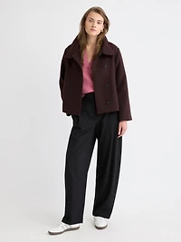 Wool-Blend Funnel-Neck Jacket