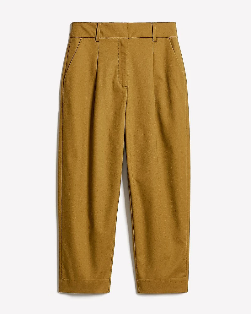 Twill High-Rise Barrel Ankle Pant