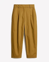 Twill High-Rise Barrel Ankle Pant