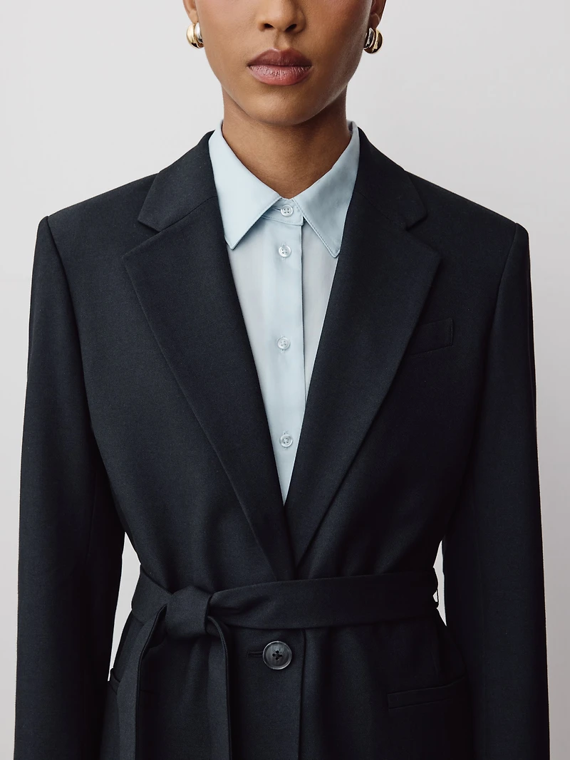 Relaxed-Fit One-Button Blazer with Removable Sash