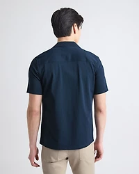 Short-Sleeve Piqué Shirt with Camp Collar