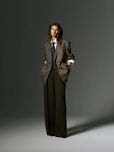 Pantalon à Jambe Large et Taille Haute