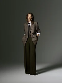 Pantalon à Jambe Large et Taille Haute