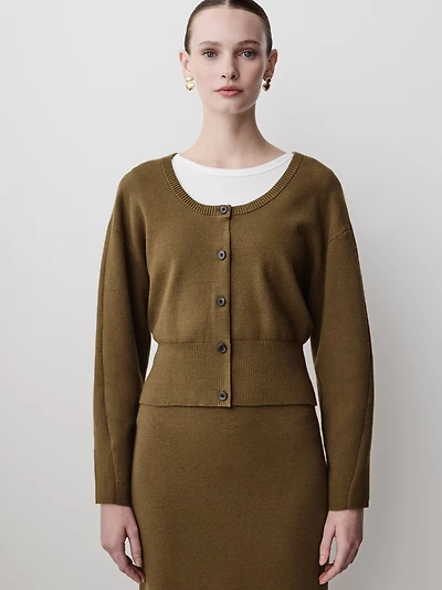 Long-Sleeve Cardigan with Cinched Waist