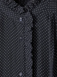 Robe Midi Boutonnée à Manches Longues et Col Montant