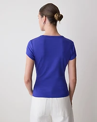 Short-Sleeve Crew-Neck Ribbed Tee