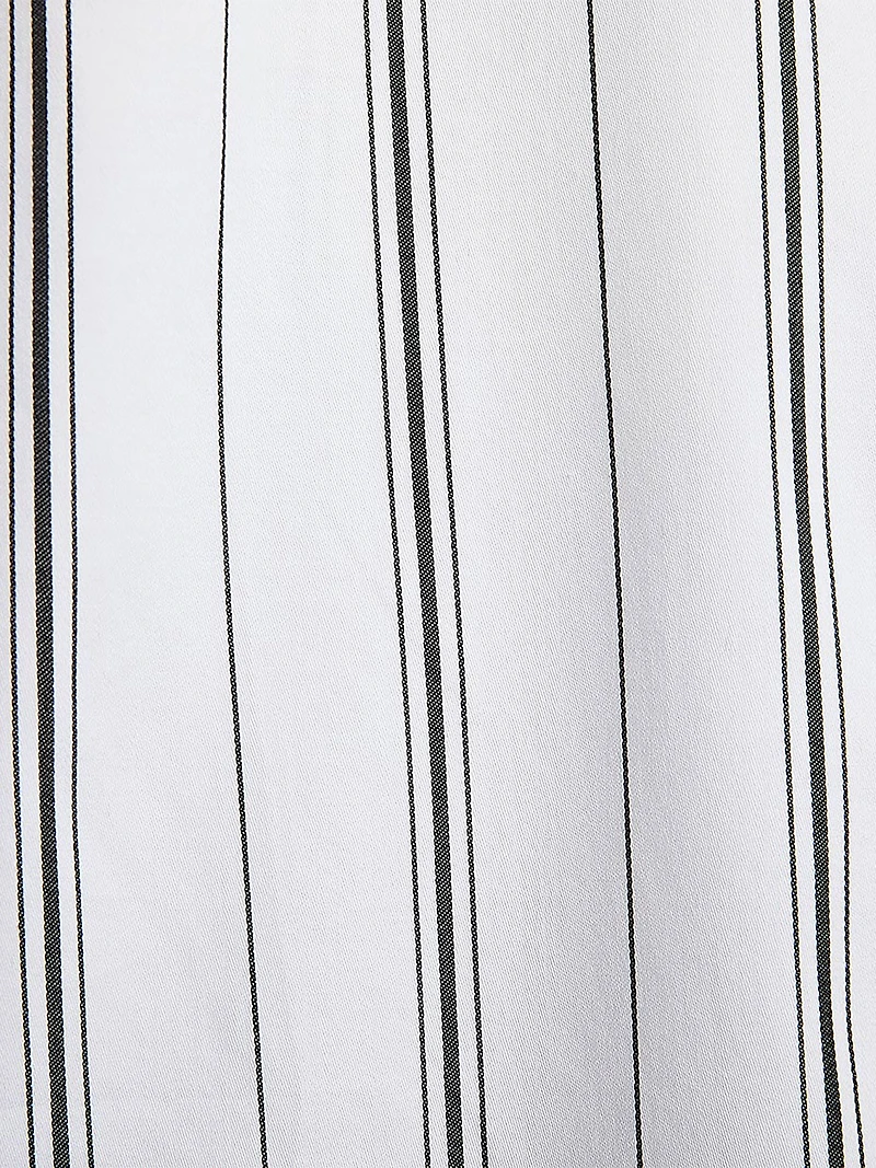 Blouse Boutonnée en Popeline Rayée à Manches Longues