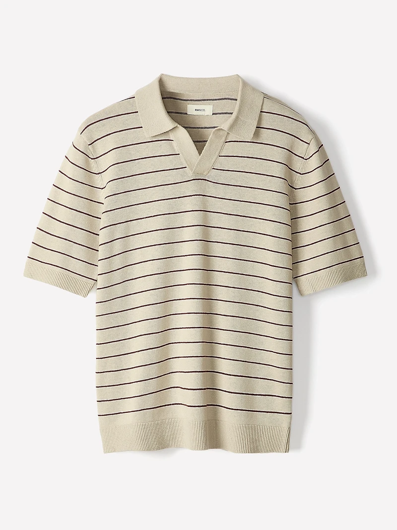 Polo en Mélange de Lin à Manches Courtes