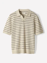 Polo en Mélange de Lin à Manches Courtes