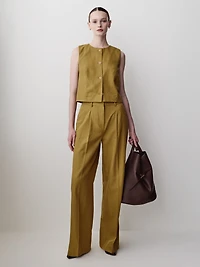 Linen-Blend Sleeveless Vest
