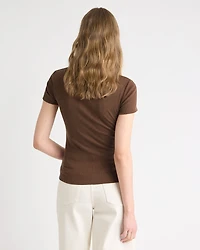 Short-Sleeve Ribbed Henley Top