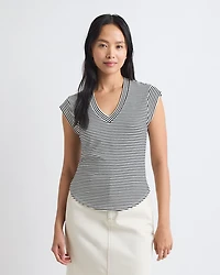 T-Shirt Classique à Manches Courtes et Col V