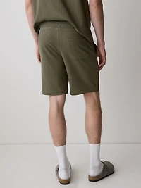 Ribbed Sweater Short with Elastic Waistband