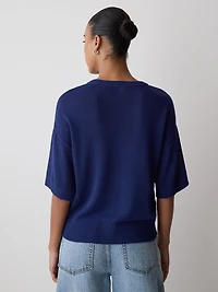 Short-Sleeve Crew-Neck Boxy Sweater