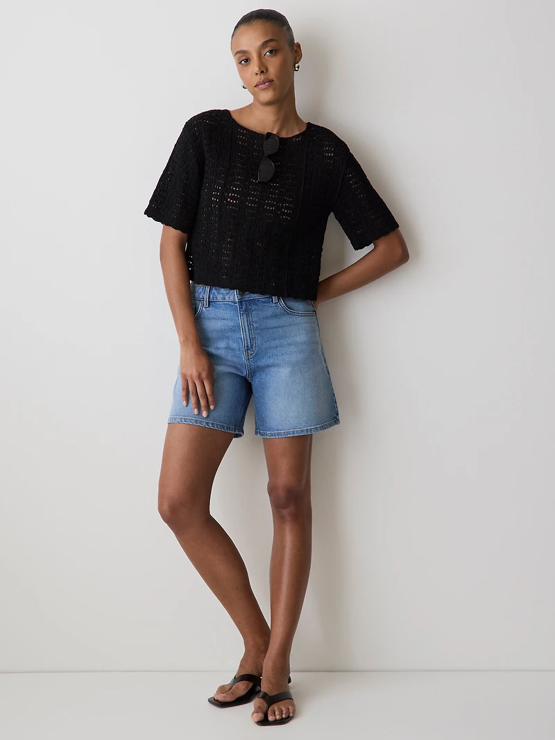 Short-Sleeve Crochet Top