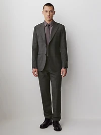 Slim-Fit Checkered Grey Wool Suit Blazer